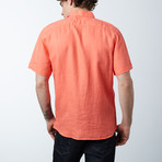 Short-Sleeve Linen Pocket Shirt // Coral (S)