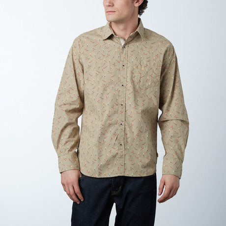 Long-Sleeve Woven Pocket Matches Shirt // Olive (S)