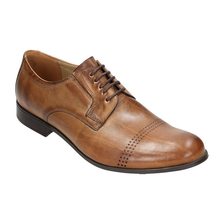 Perforated Grain Leather Lace-Up Derby // Brown (Euro: 40)