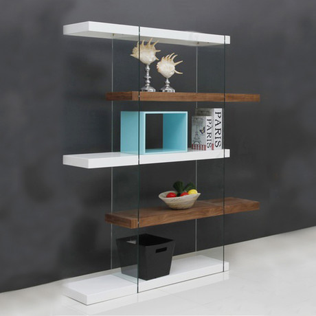 Il Vetro // Bookcase // Large (High Gloss White + Gray)