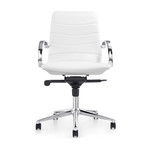Horizon // Arm Office Chair (White Eco-Leather)