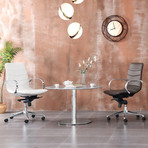 Horizon // Arm Office Chair (White Eco-Leather)