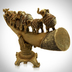 Elephants On Tusk // Folk Art Statue