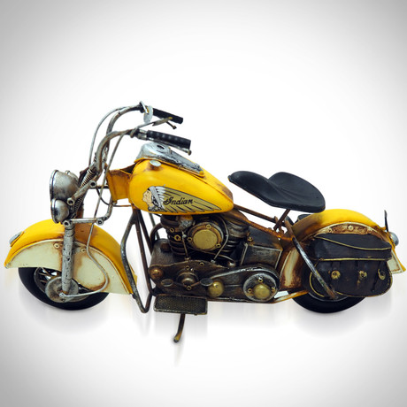 50's Indian Chief // Handmade Metal Yellow Motorcycle