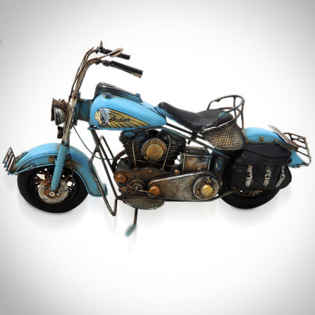 50's Indian Chief // Handmade Metal Blue Motorcycle