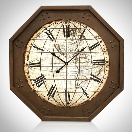 World Clock In Cage // Industrial Art Clock