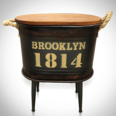 1814 Dark Green Brooklyn // Barrel Stool And Storage