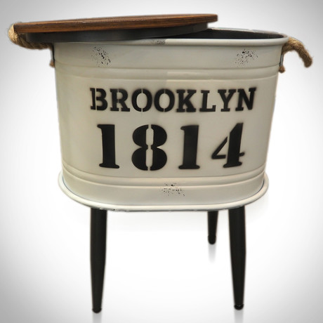 1814 White Brooklyn // Barrel Stool And Storage