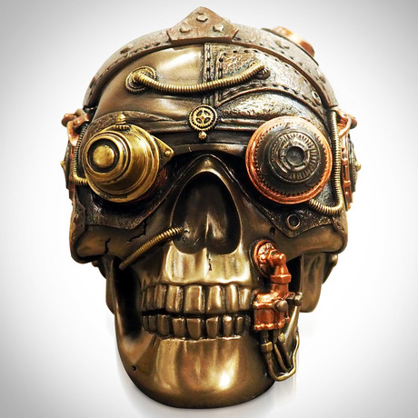 Steampunk Skull // Cast Bronze Statue