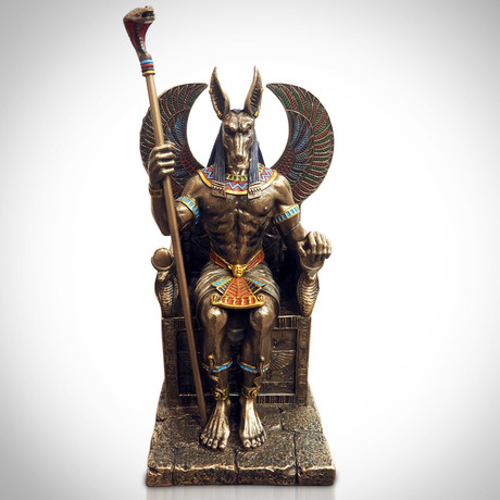 Egyptian God Anubis Throne // Cast Bronze Statue