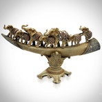 Elephants On Tusk // Folk Art Statue