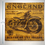 England Motorcycle // Wood Plank Sign