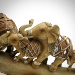 Elephants On Tusk // Folk Art Statue