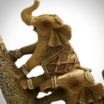 Elephants On Tusk // Folk Art Statue