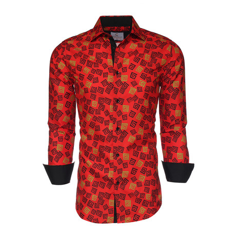 Jack Abstract Button-Up Shirt // Red (XL)