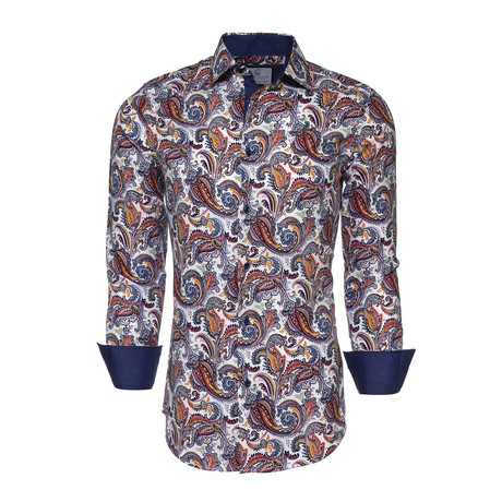 Jack Paisley Button-Up Shirt // Blue (XL)
