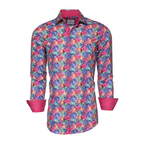 Jack Printed Button-Up Shirt // Pink (L)