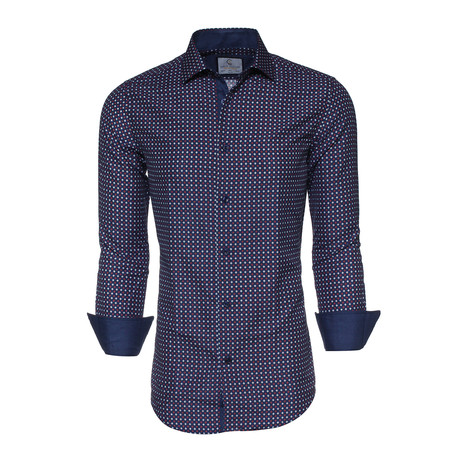 Lewis Floral Dot Printed Button-Up Shirt // Indigo (XS)