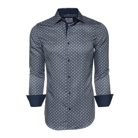 Lewis Polka Dot Button-Up Shirt // Navy (XS)