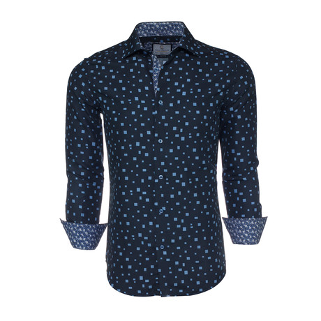 Lewis Abstract Button-Up Shirt // Navy (XS)