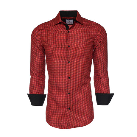 Lewis Printed Button-Up Shirt // Red (XS)