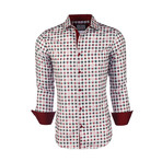 Lewis Checkered Button-Up Shirt // White + Burgundy (L)