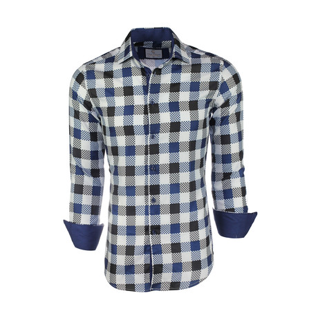 Lewis Checkered Button-Up Shirt // Navy (XS)