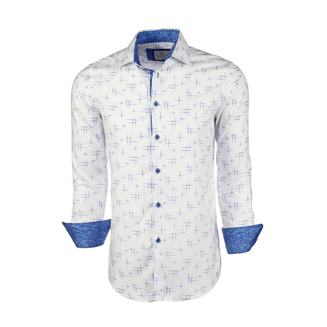 Lewis Printed Button-Up Shirt // White (XS)