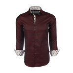 Finlay Printed Button-Up Shirt // Burgundy (S)
