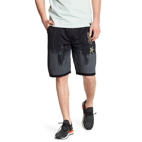 Patched + Splatter Paint Short // Black (S)