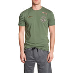 Military Patch Printed T-Shirt // Olive (S)