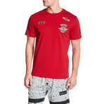 Military Patch Printed T-Shirt // Red (S)