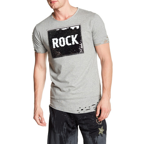 Rock Printed T-Shirt // Gray (S)
