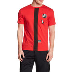 Stripe Printed T-Shirt // Red (XL)
