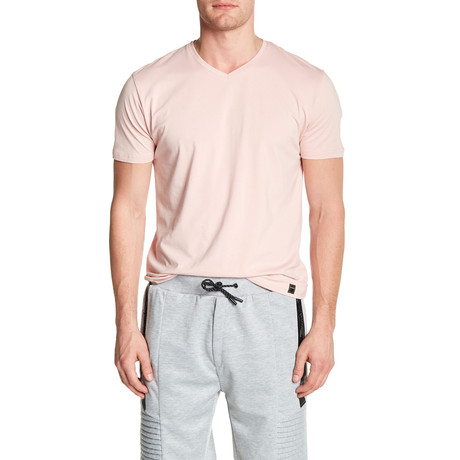 V-Neck Solid T-Shirt // Pink (S)