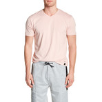 V-Neck Solid T-Shirt // Pink (XL)