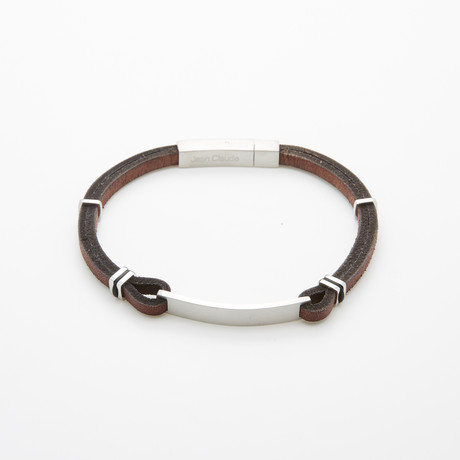 Brown Leather + Stainless Steel Bracelet