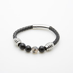 Dell Arte // Dragon Agate + Onyx Leather Bracelet // Black + Gray