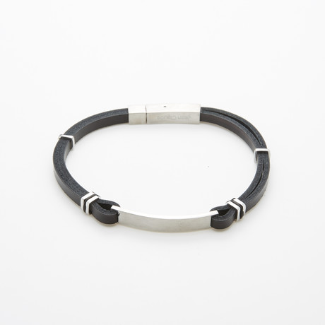 Leather Bracelet + Stainless Steel Closure