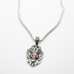 Dell Arte // Encrusted King Skull Pendant + Chain // Silver