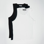 Ultra Soft Semi-Fitted Tank // Black + Black + White // Pack of 3 (XL)