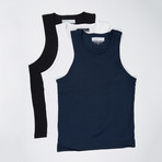 Ultra Soft Semi-Fitted Tank // Black + Navy + White // Pack of 3 (L)