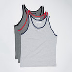 Ultra Soft Semi-Fitted Ringer Tank Top // Navy + Black + Red // Pack of 3 (M)