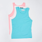 Ultra Soft Semi-Fitted Tank Top // Pink + Sky Blue + White // Pack of 3 (2XL)