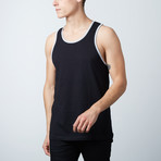 Ultra Soft Semi-Fitted Ringer Tank Top // Black + Heather Gray (XL)