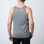 Ultra Soft Semi-Fitted Ringer Tank Top // Charcoal + Red (XL)