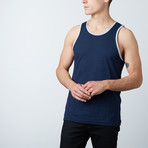 Ultra Soft Semi-Fitted Ringer Tank Top // Navy + Heather Gray (2XL)
