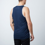 Ultra Soft Semi-Fitted Ringer Tank Top // Navy + Heather Gray (M)