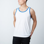 Ultra Soft Semi-Fitted Ringer Tank Top // White + Royal Blue (XL)