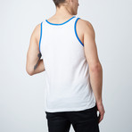 Ultra Soft Semi-Fitted Ringer Tank Top // White + Royal Blue (XL)